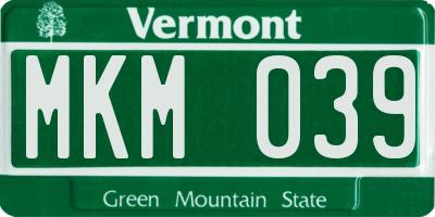 VT license plate MKM039