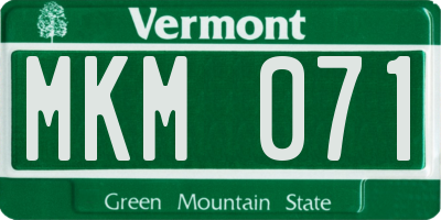 VT license plate MKM071