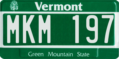 VT license plate MKM197