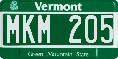 VT license plate MKM205