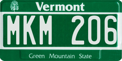 VT license plate MKM206