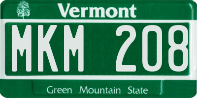 VT license plate MKM208