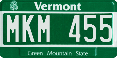 VT license plate MKM455
