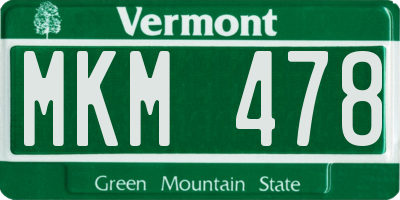 VT license plate MKM478