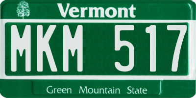 VT license plate MKM517