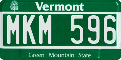 VT license plate MKM596