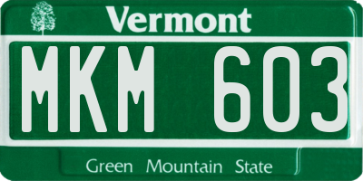 VT license plate MKM603