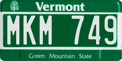 VT license plate MKM749