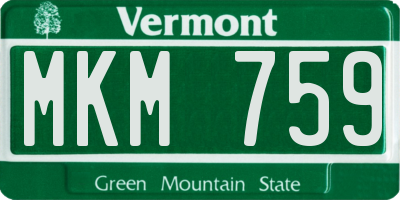 VT license plate MKM759