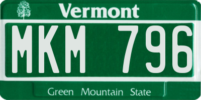 VT license plate MKM796