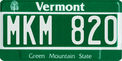 VT license plate MKM820