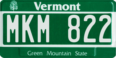 VT license plate MKM822
