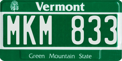 VT license plate MKM833