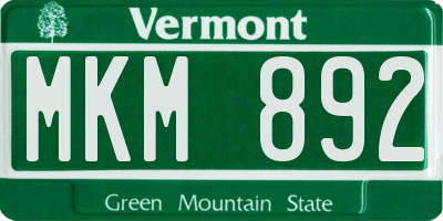 VT license plate MKM892