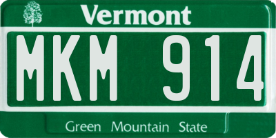 VT license plate MKM914