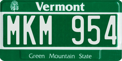 VT license plate MKM954