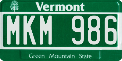 VT license plate MKM986