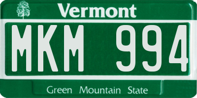 VT license plate MKM994