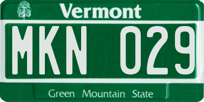 VT license plate MKN029