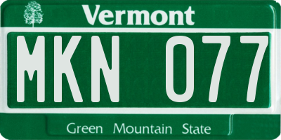 VT license plate MKN077