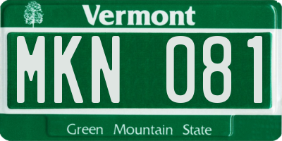 VT license plate MKN081