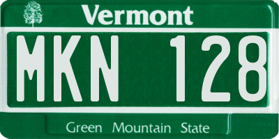 VT license plate MKN128
