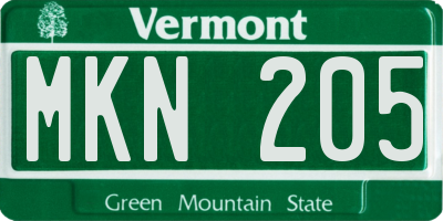 VT license plate MKN205