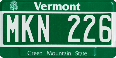 VT license plate MKN226