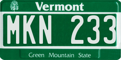 VT license plate MKN233