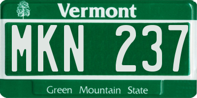 VT license plate MKN237