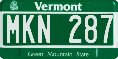 VT license plate MKN287