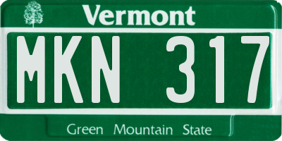 VT license plate MKN317