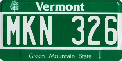VT license plate MKN326