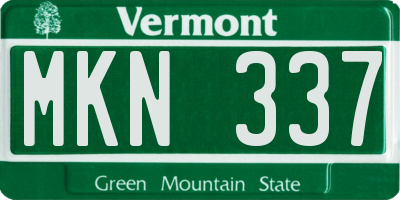 VT license plate MKN337