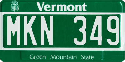 VT license plate MKN349