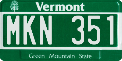 VT license plate MKN351