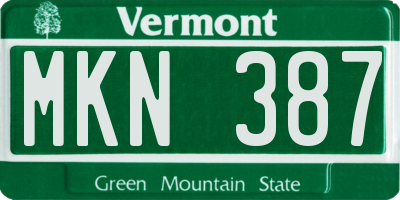 VT license plate MKN387