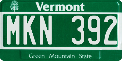 VT license plate MKN392
