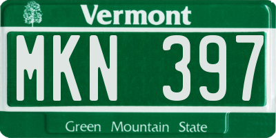 VT license plate MKN397