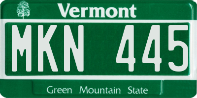 VT license plate MKN445