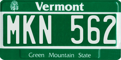 VT license plate MKN562