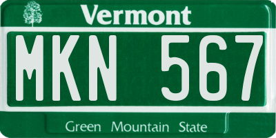 VT license plate MKN567