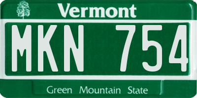 VT license plate MKN754