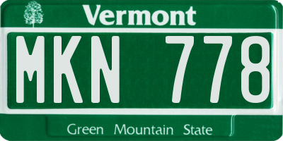 VT license plate MKN778