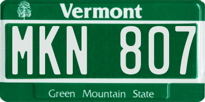 VT license plate MKN807