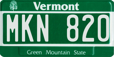 VT license plate MKN820