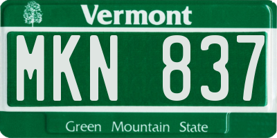 VT license plate MKN837
