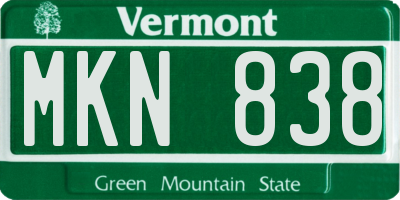 VT license plate MKN838