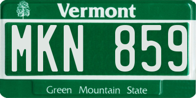 VT license plate MKN859