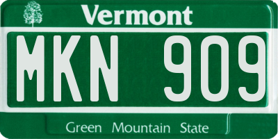 VT license plate MKN909